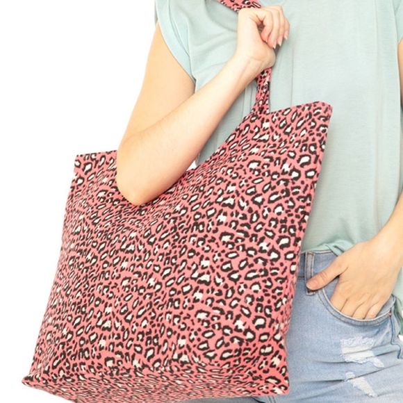 Pink Leopard Tote / Pink Glitter Wallet Combo - Picture 7 of 11